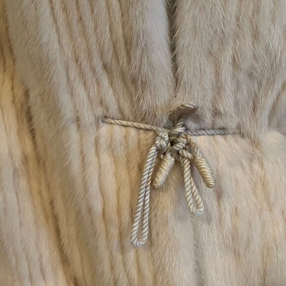 VINTAGE MINK CORDED OXI WHITE CINCH WAIST JACKET SIZE S/M - Picture 3 of 7